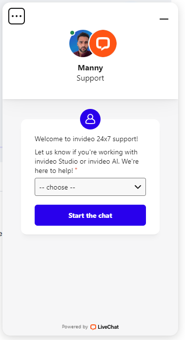 invideo support chat